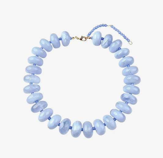 Bailey Chunky Beaded Necklace-
Light Blue