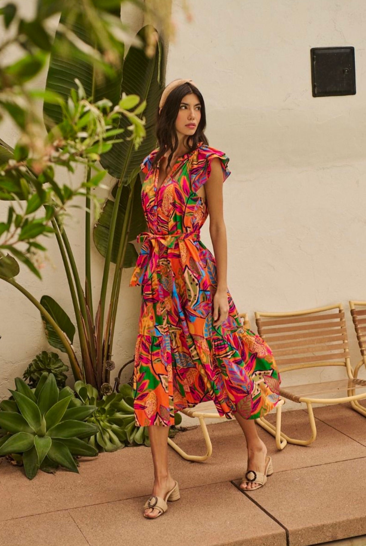 Milana Floral Dynamite Button Midi Dress