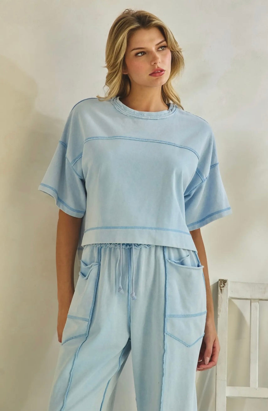 Cropped Easy Set- Light Blue