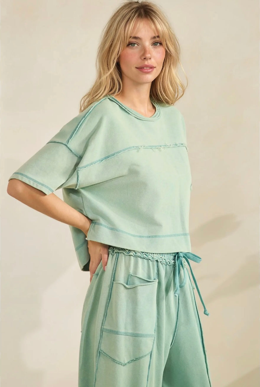 Cropped Easy Set- Sage