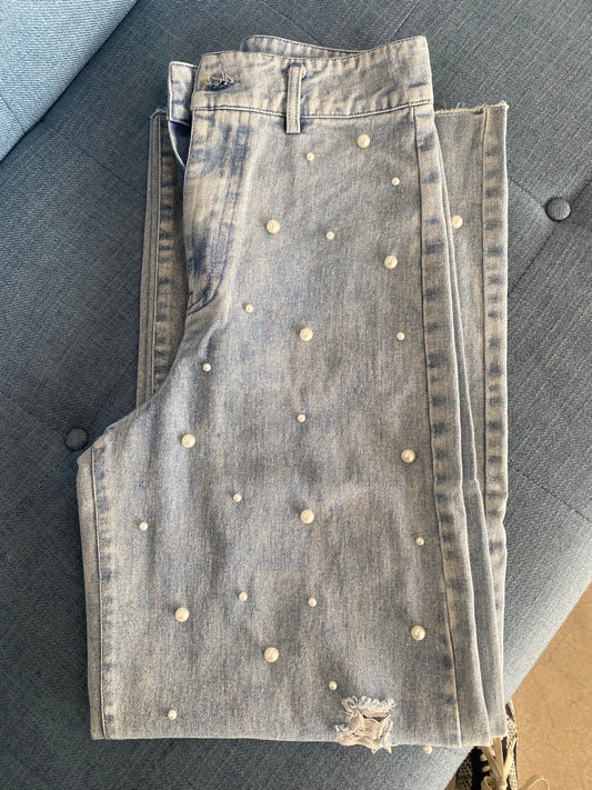 Straight Leg Pearl Denim