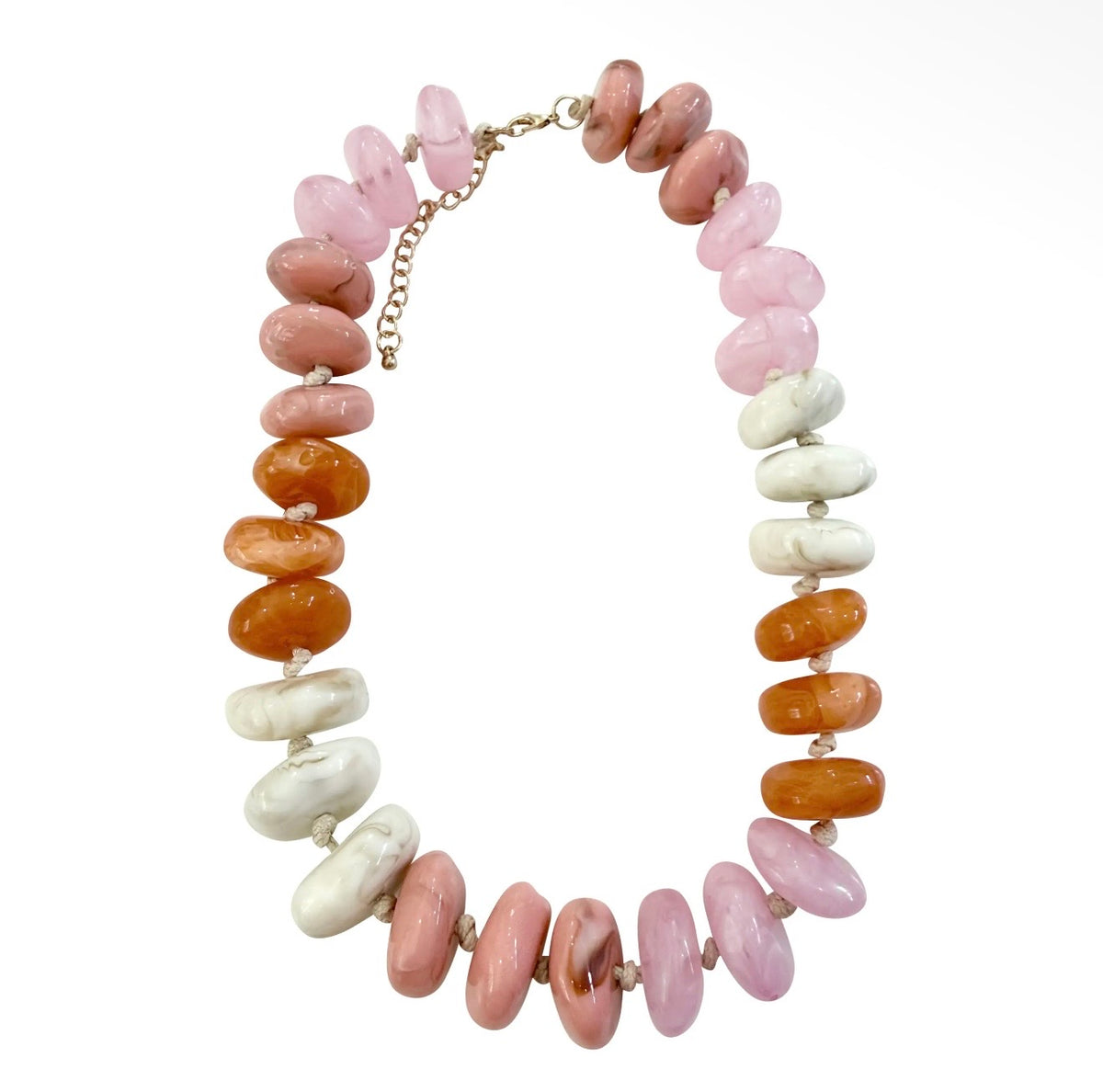 Delray Chunky Beaded Necklace- Pink/ Orange Mix