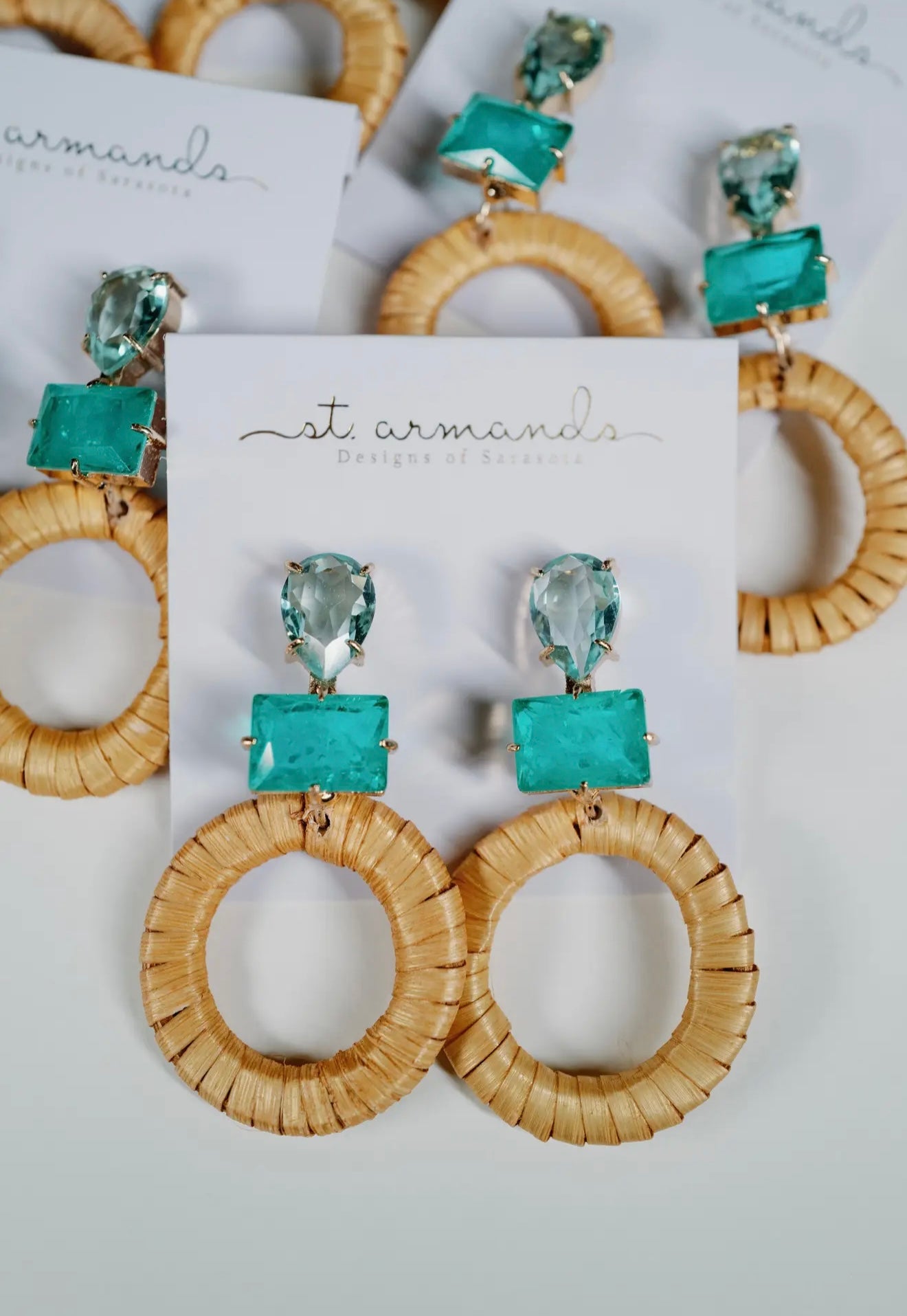 Turquoise Rattan Circle Drop
Statement Earrings