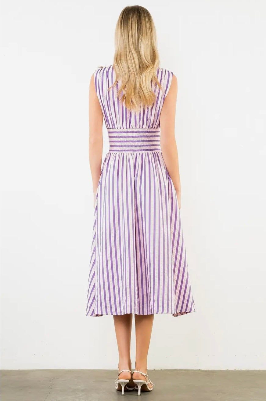 Gentry Striped Dress- Pink