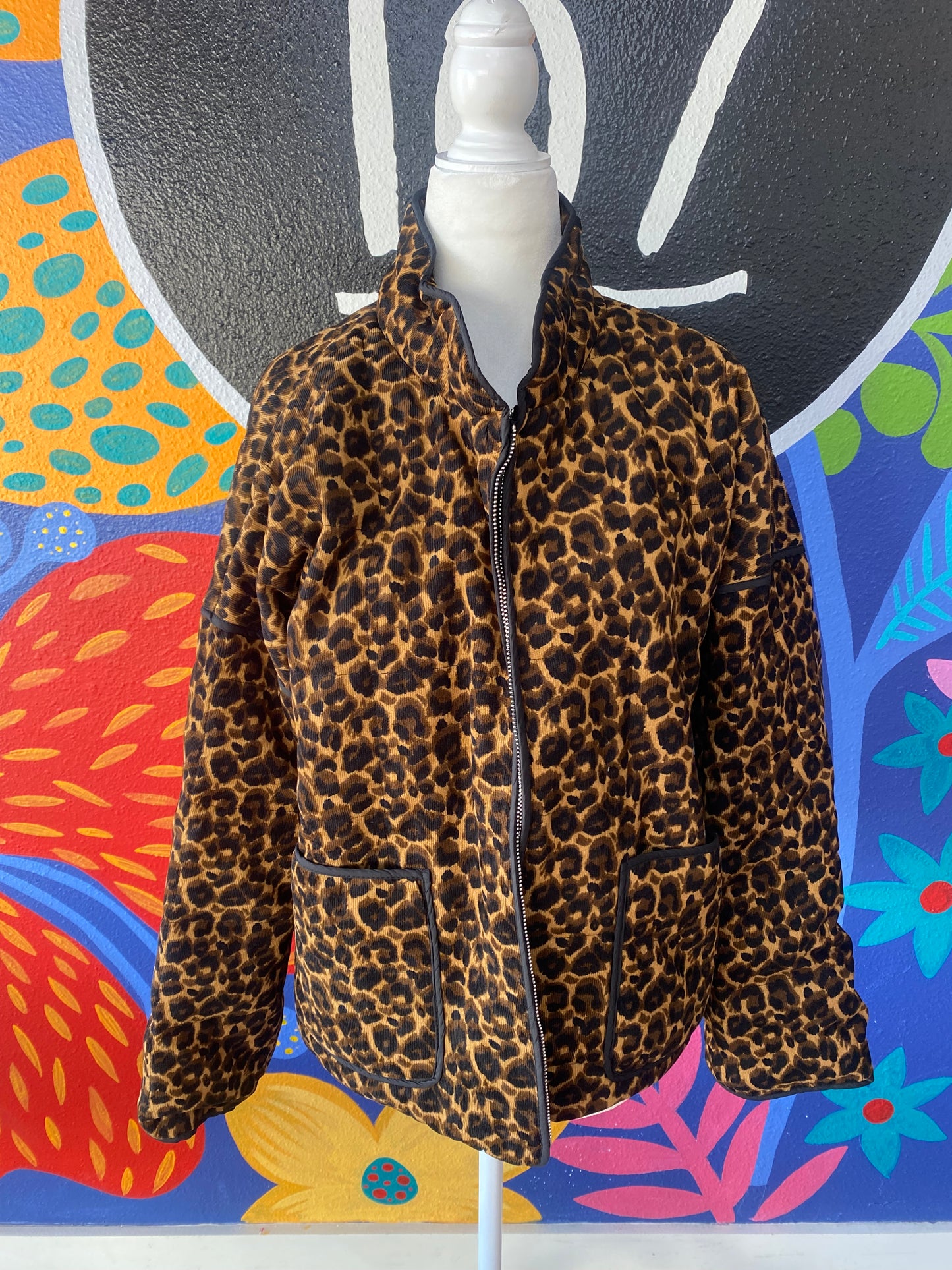 Cheetah Print Front Zip Up Jacket