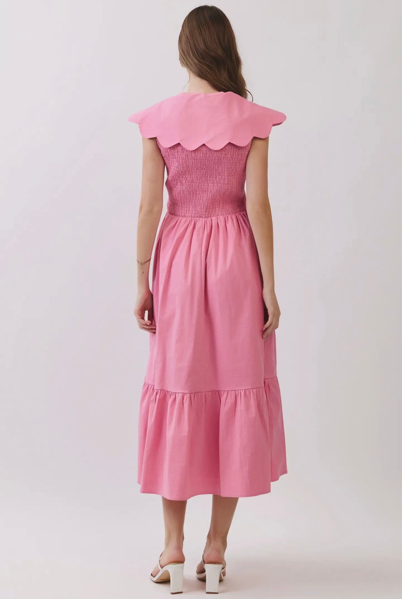 Scallop Collar
Smocked Midi Dress