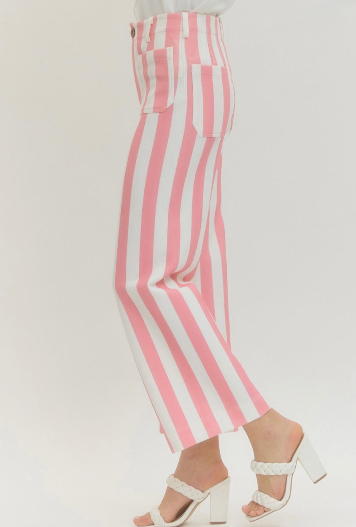 Pink and White Striped Pants