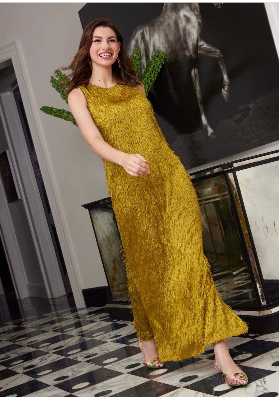 Hannah Dress Golden Olive
Fringe Chiffon