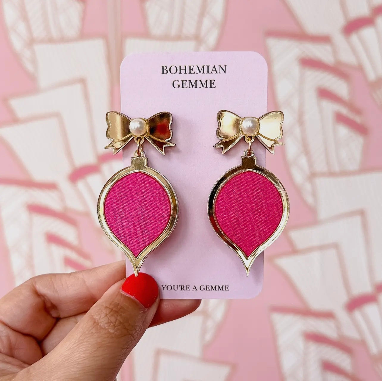 Pink Ornament Earrings