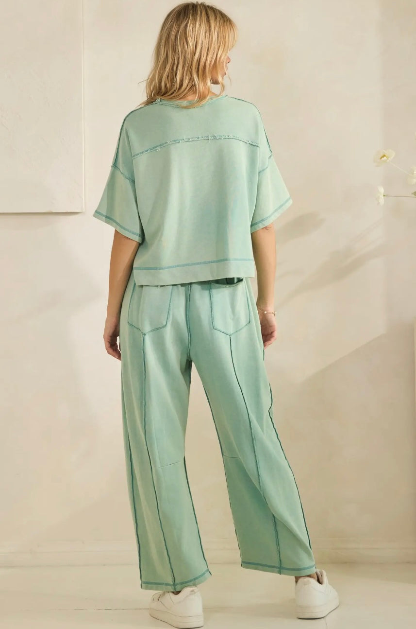 Cropped Easy Set- Sage