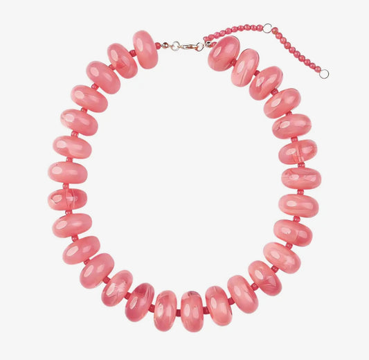 Bailey Chunky Beaded Necklace-Light Pink