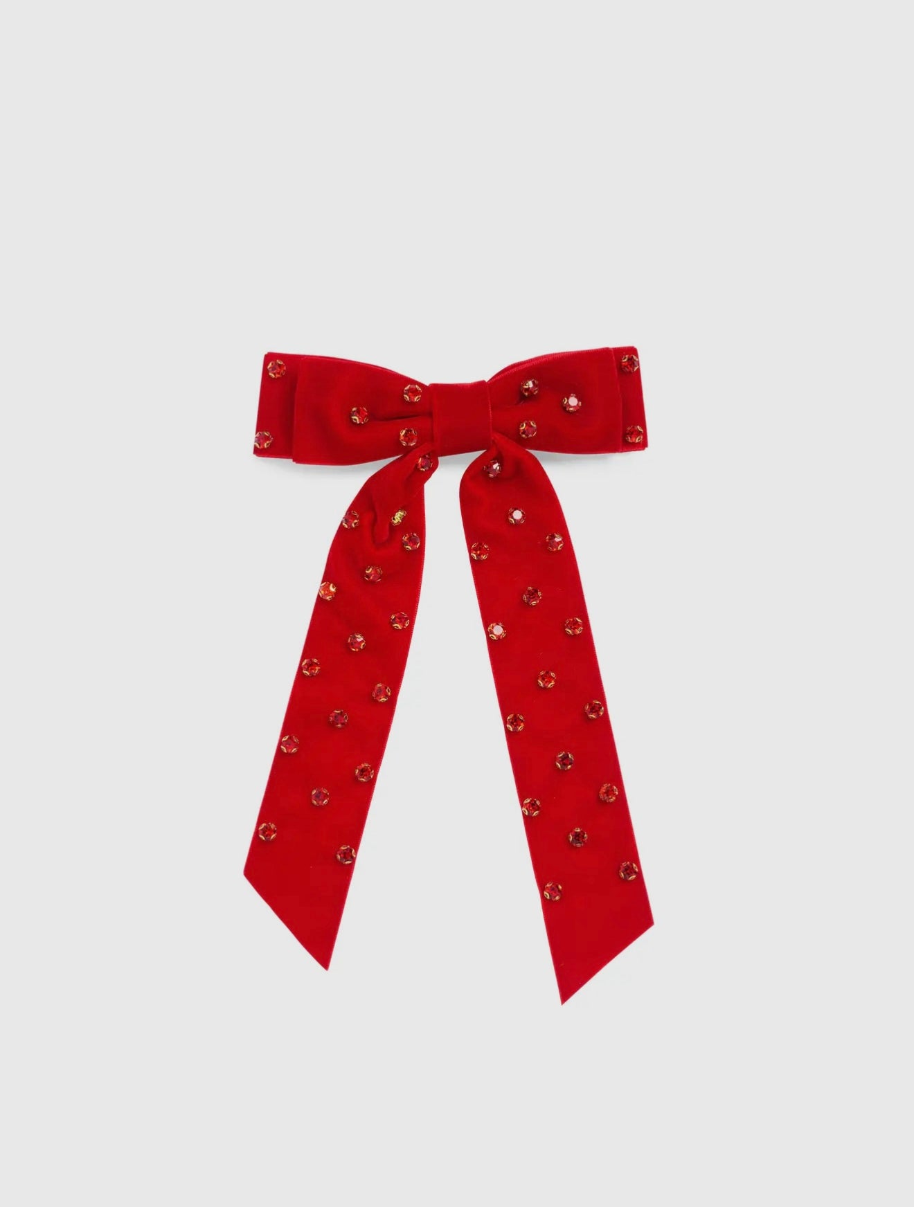 Velvet and Rhinestones Bow Clip
