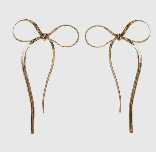 Gold Bow Duster Earrings