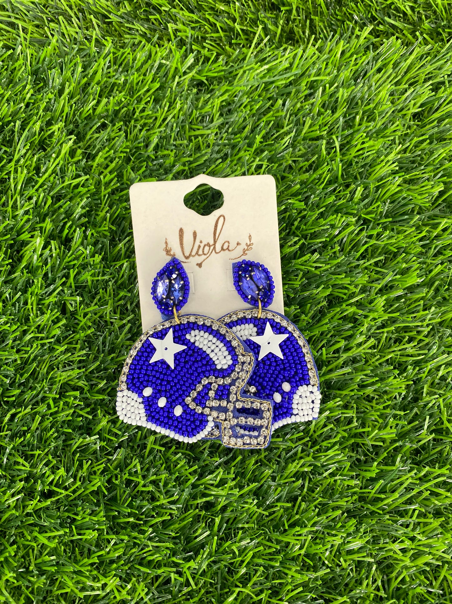 Blue Football Helmet Earrings