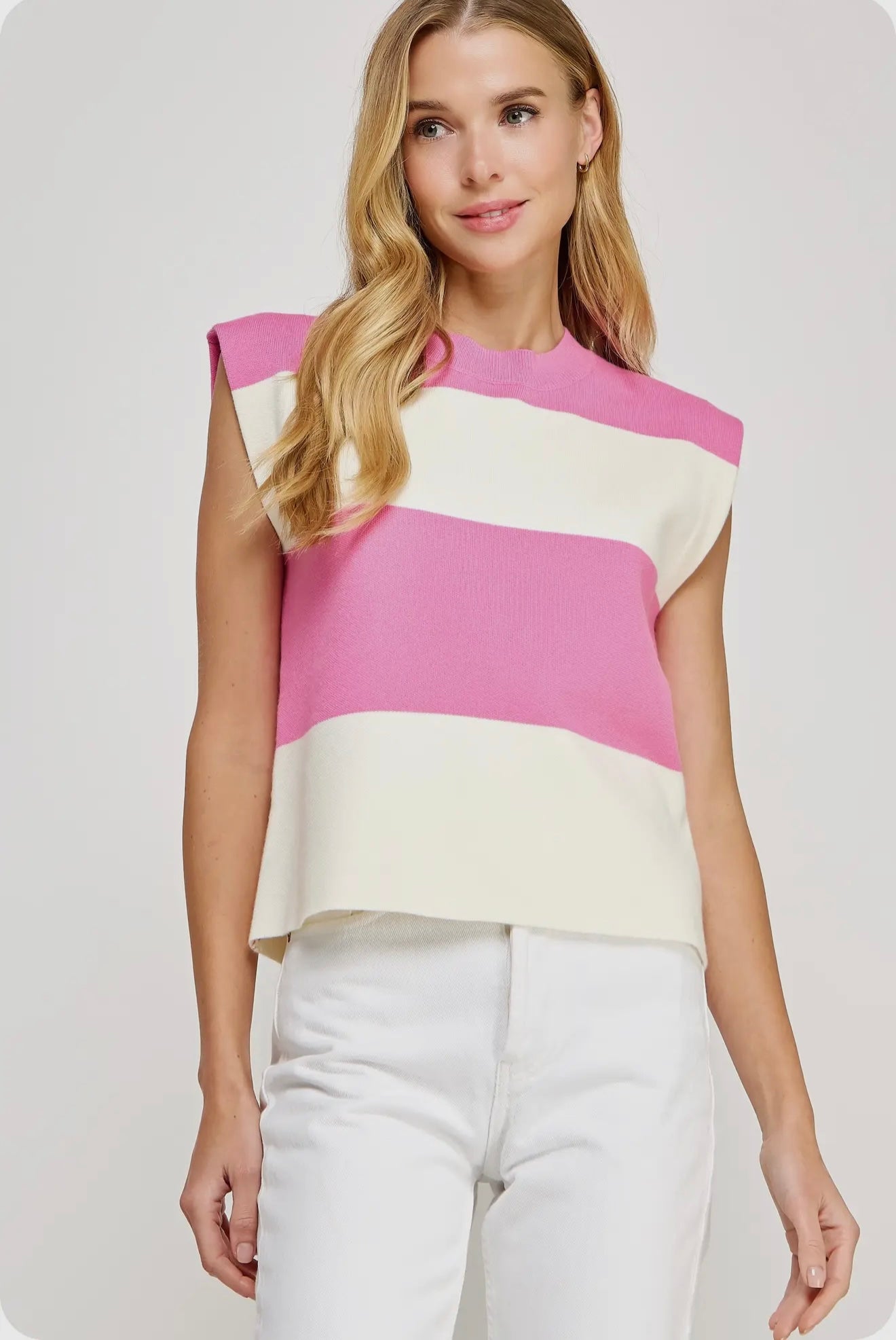 Anne Striped Sleeveless Knit Top
