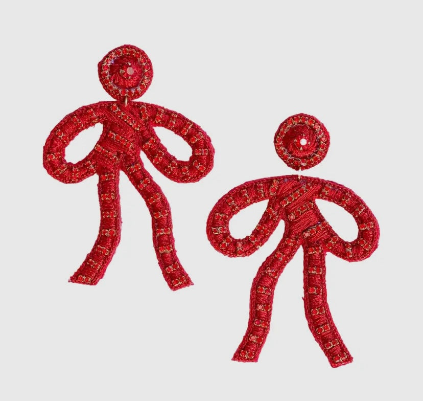 Red Coquette Bow Earrings