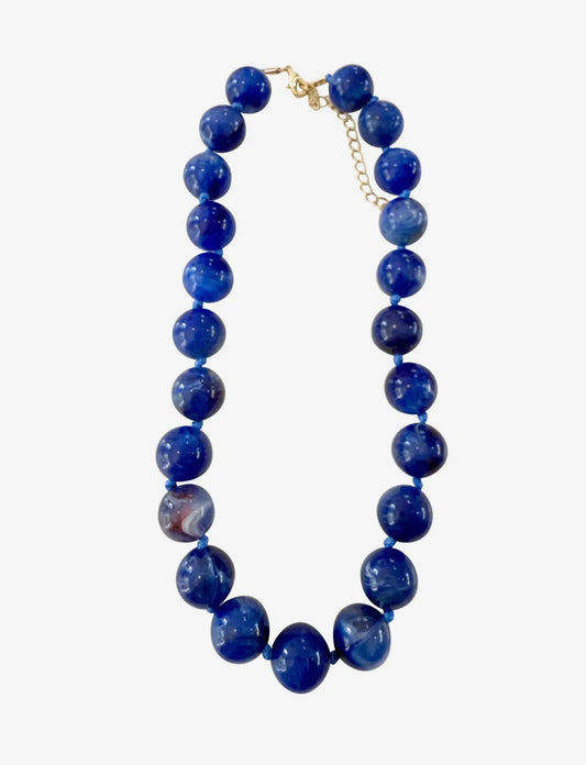 Mabry Chunky Beaded Necklace-
Cobalt Blue