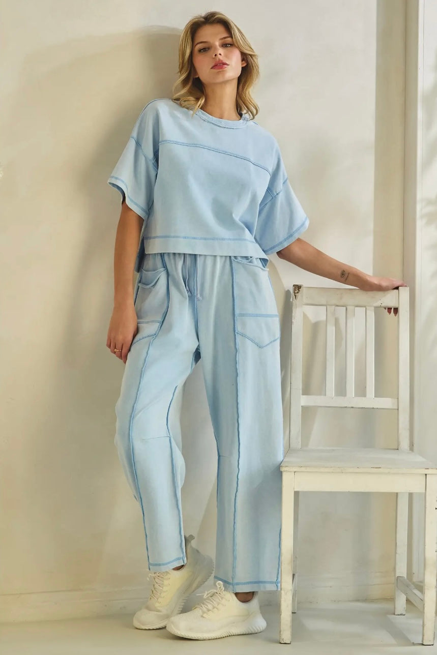 Cropped Easy Set- Light Blue