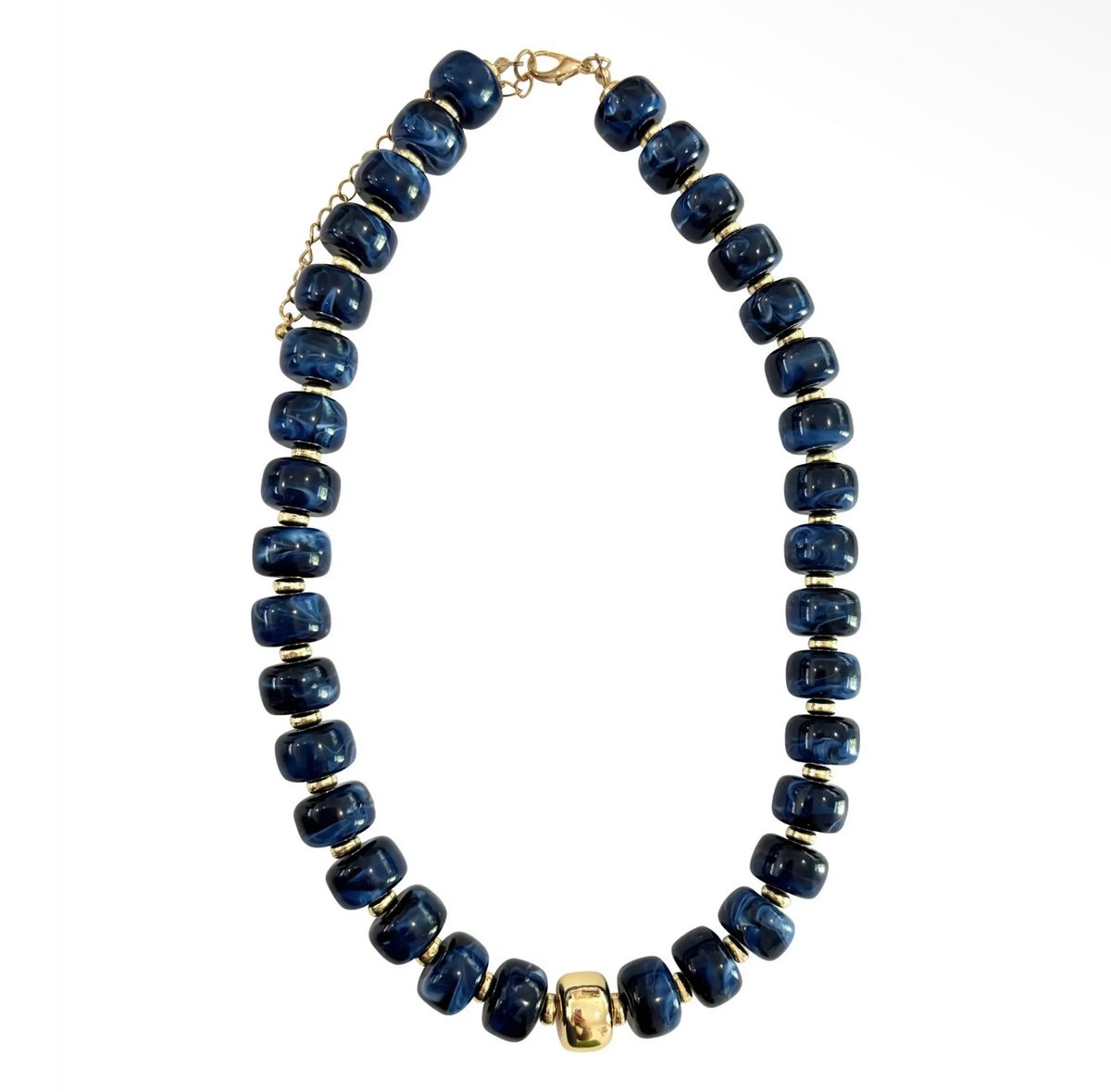 Rachel Chunky Beaded Necklace - Navy