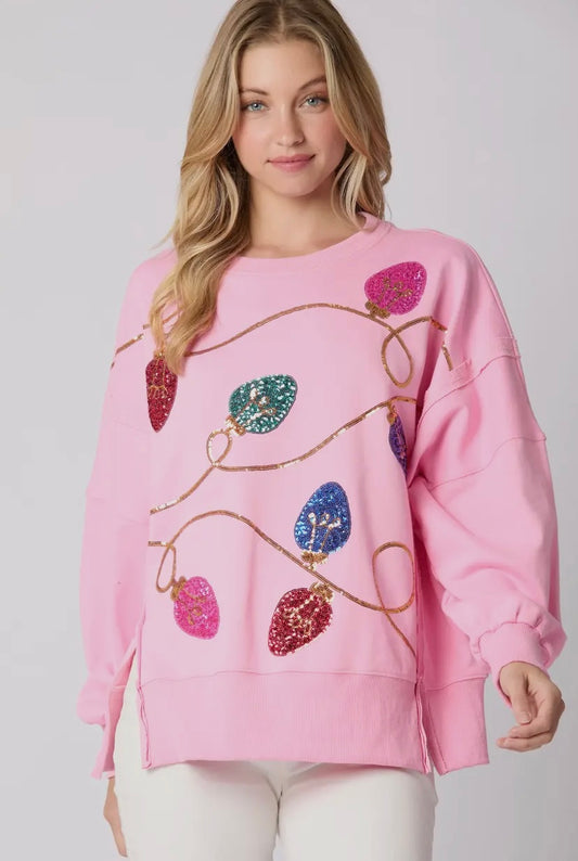 Pink Multi-Colored Lights Sweater