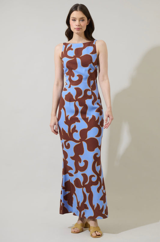 Briley Abstract Mizie Open Back Maxi Dress
