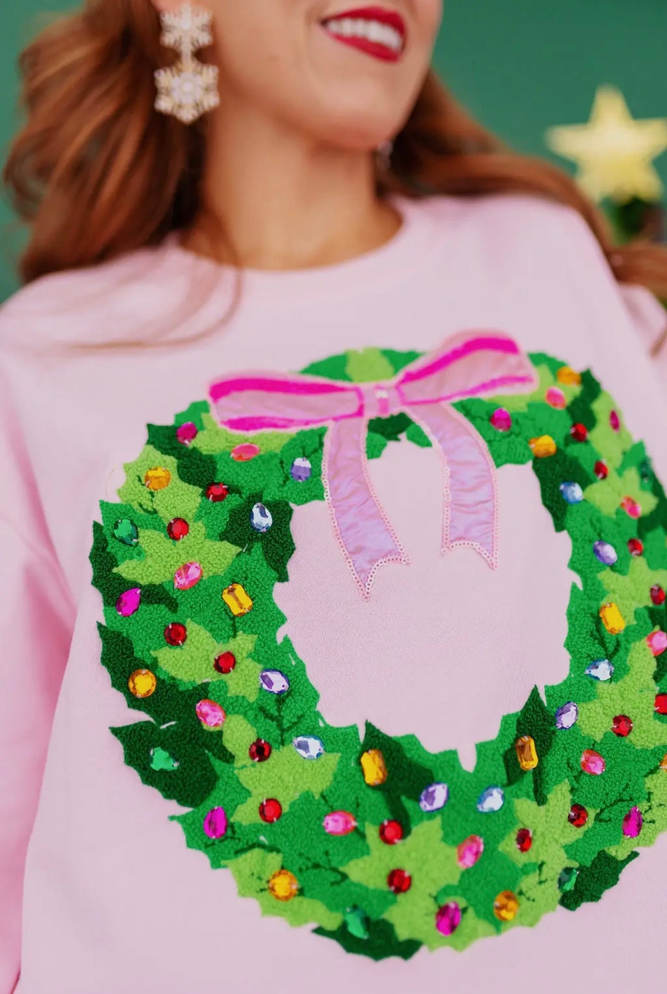 Put A Bow On It Wreath Tunic Sweatshirt