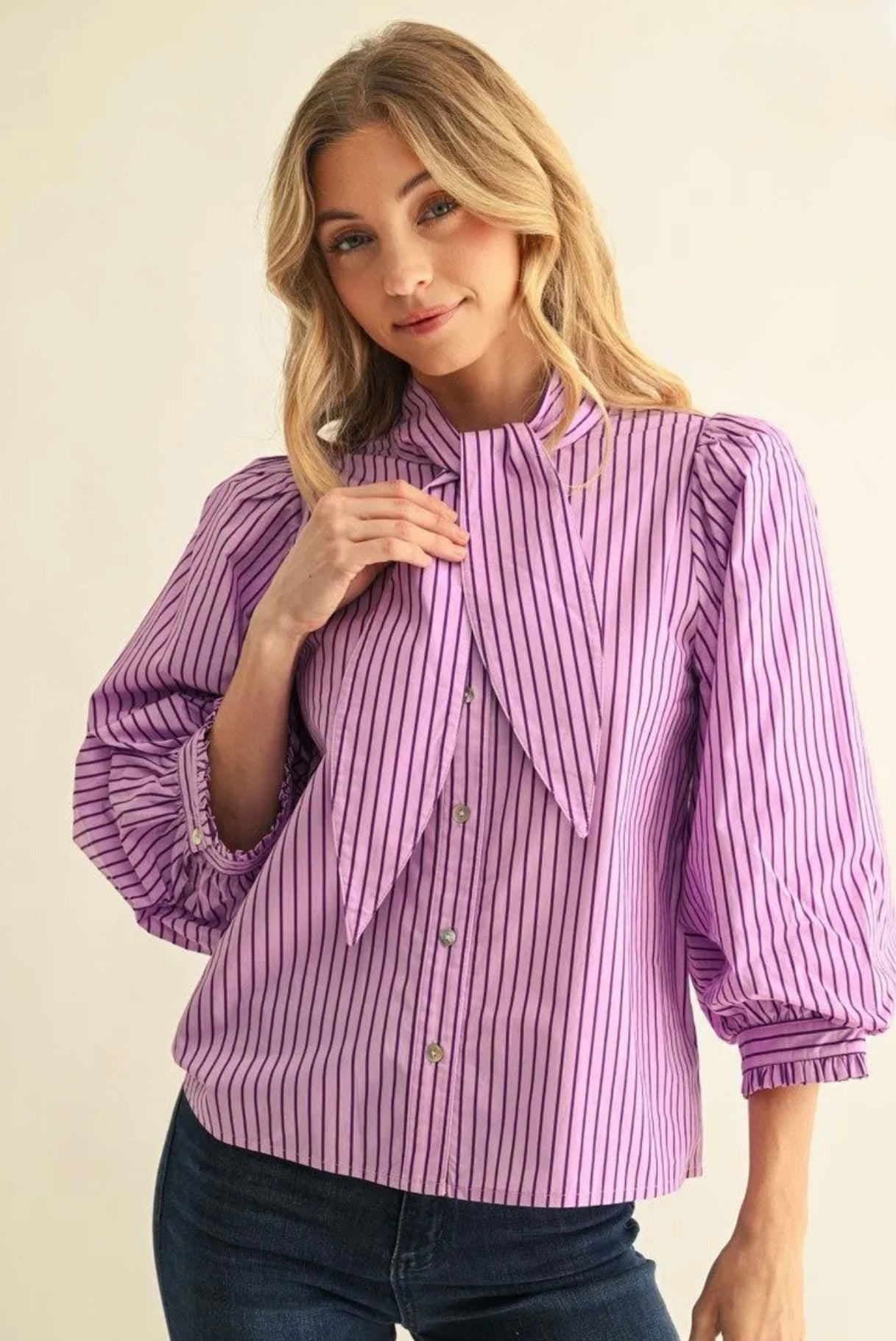 Lila Purple Striped Top