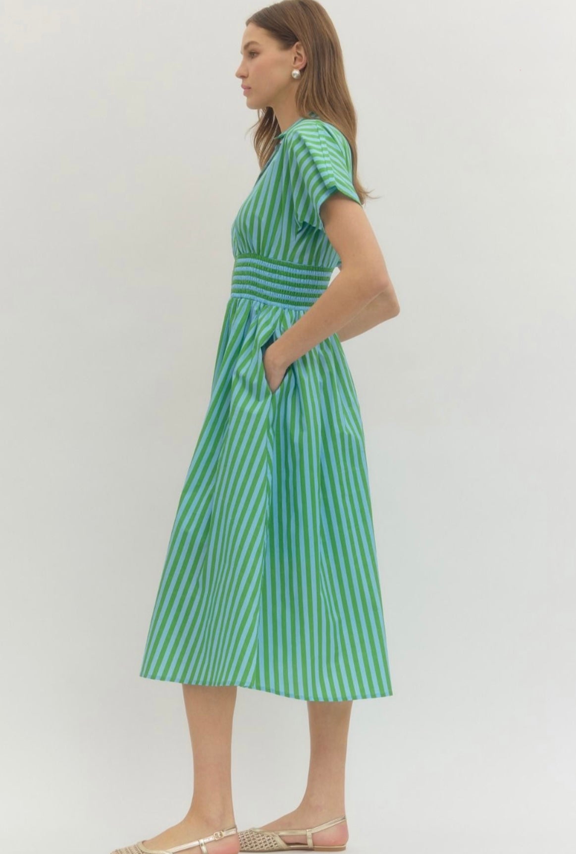 Kate Striped Dress- Blue/Green