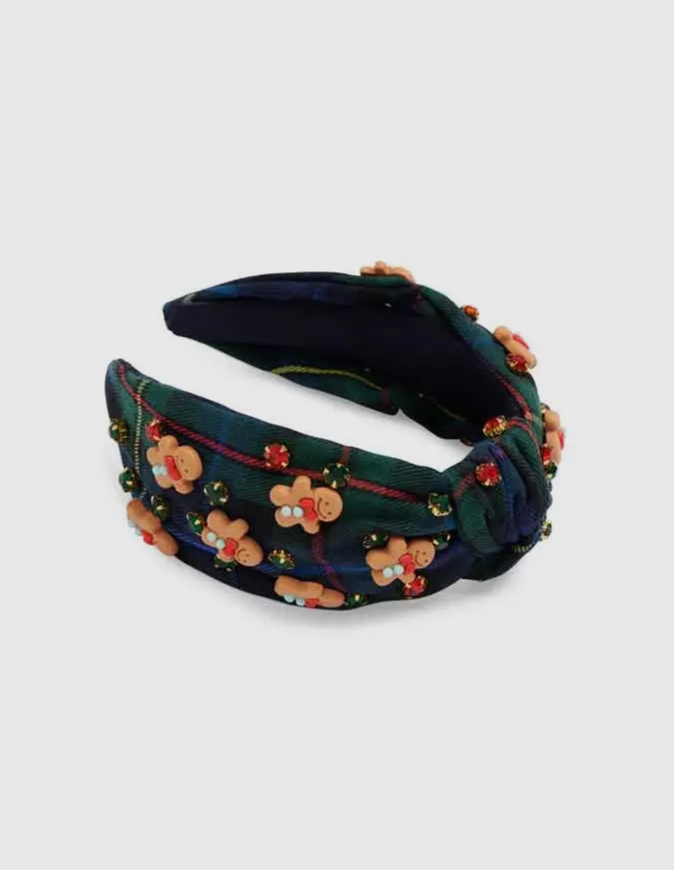 Plaid Gingerbread Man Headband,Navy