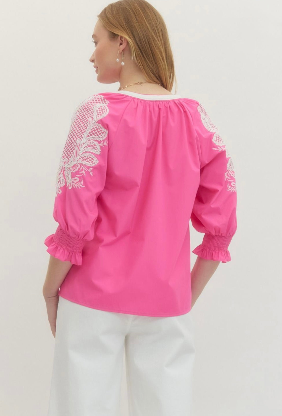 Erica Embroidered Top- Pink