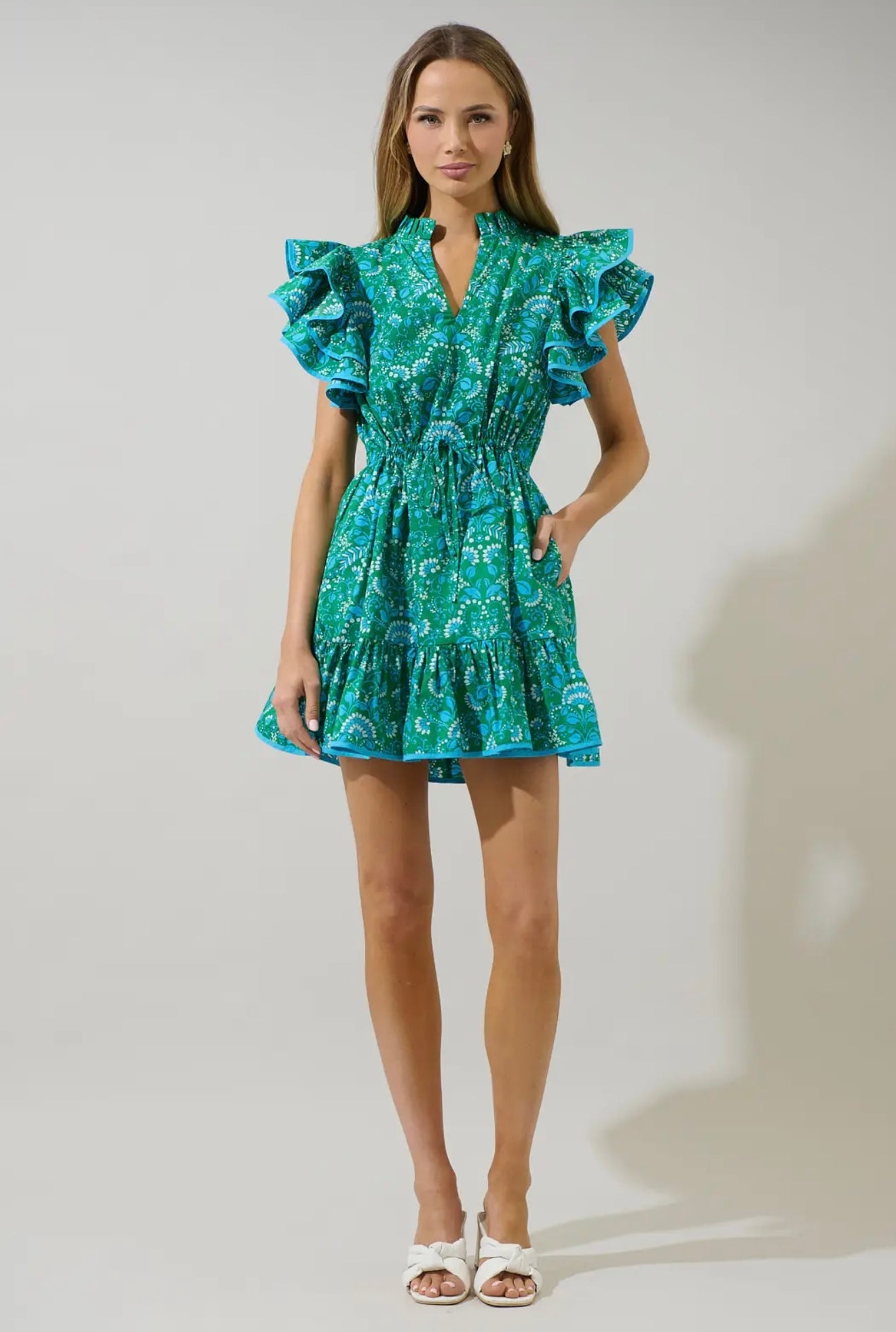Alina Floral Ruffle Shift Mini Dress