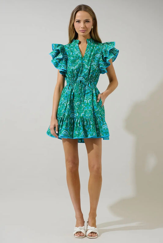 Alina Floral Ruffle Shift Mini Dress