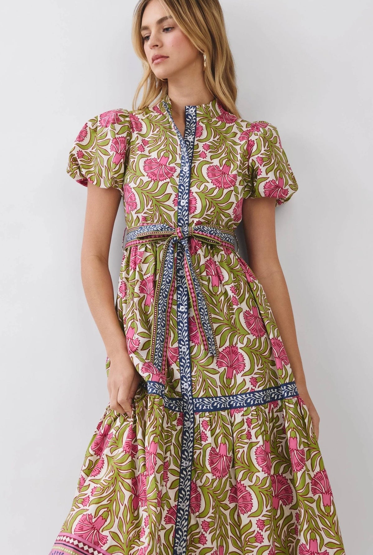 Destiny Block Print Midi Dress