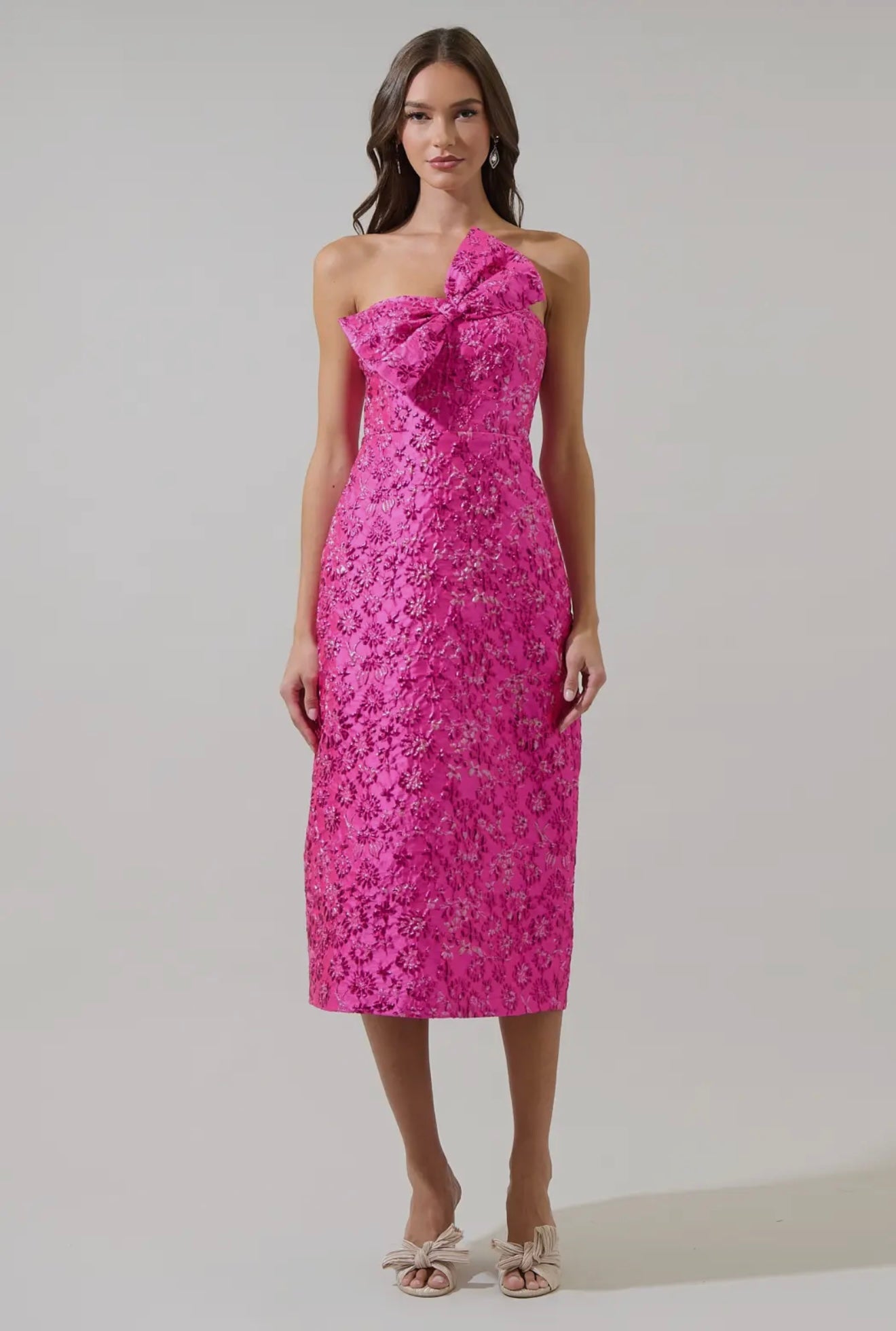 Harrington Jacquard Lola Bow Strapless
Midi Dress