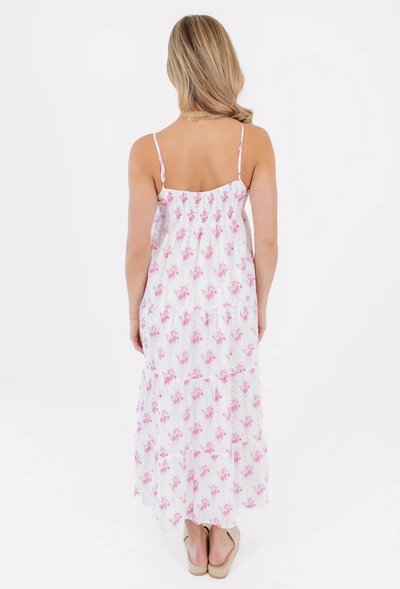 The Hallie Bow Midi Dress - Pink Floral
A-Line