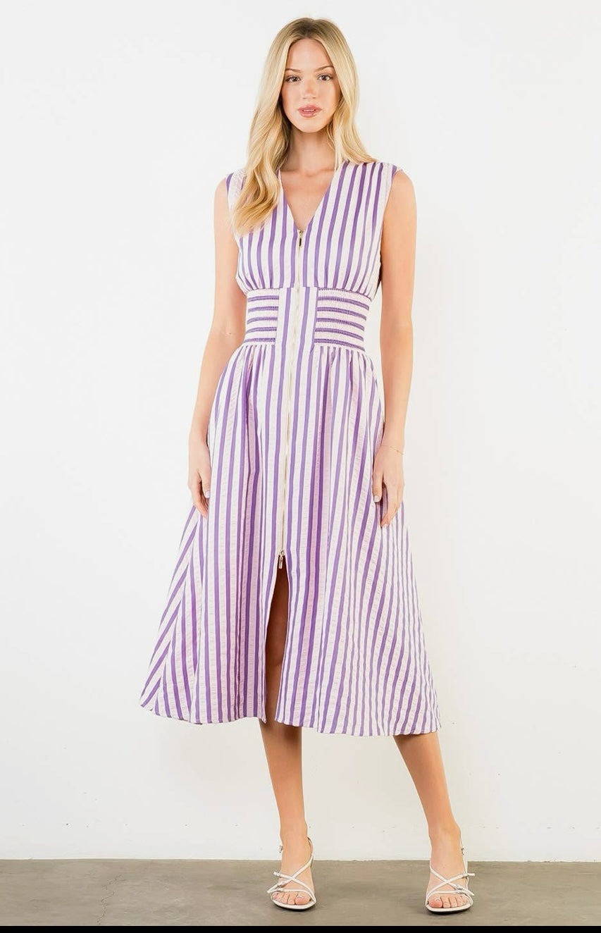Gentry Striped Dress- Pink
