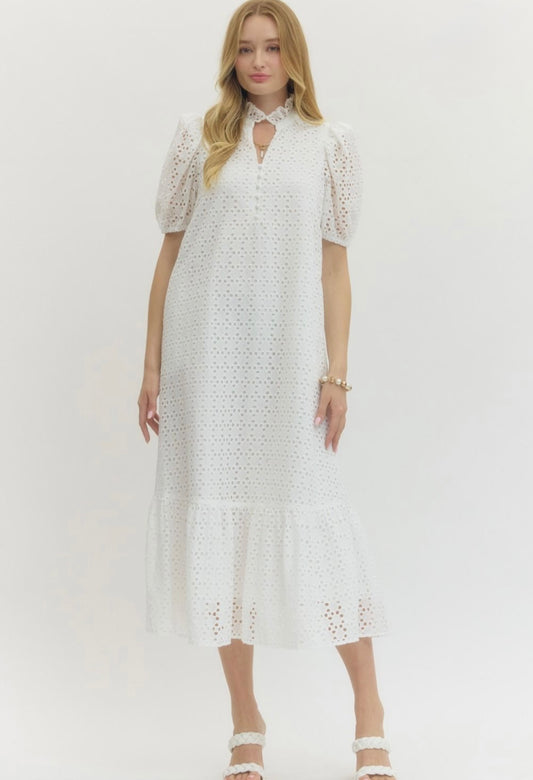 Sasha Eyelet Dress- White