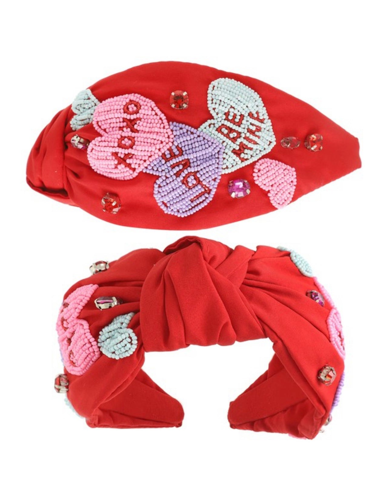 Red Conversation Hearts Headband
