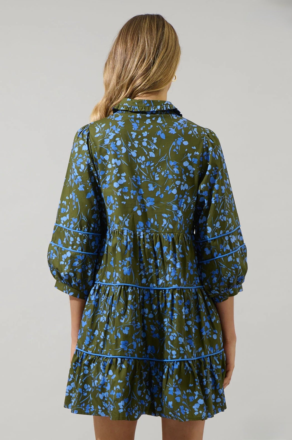 Solvay Floral Stark Tiered Mini Dress