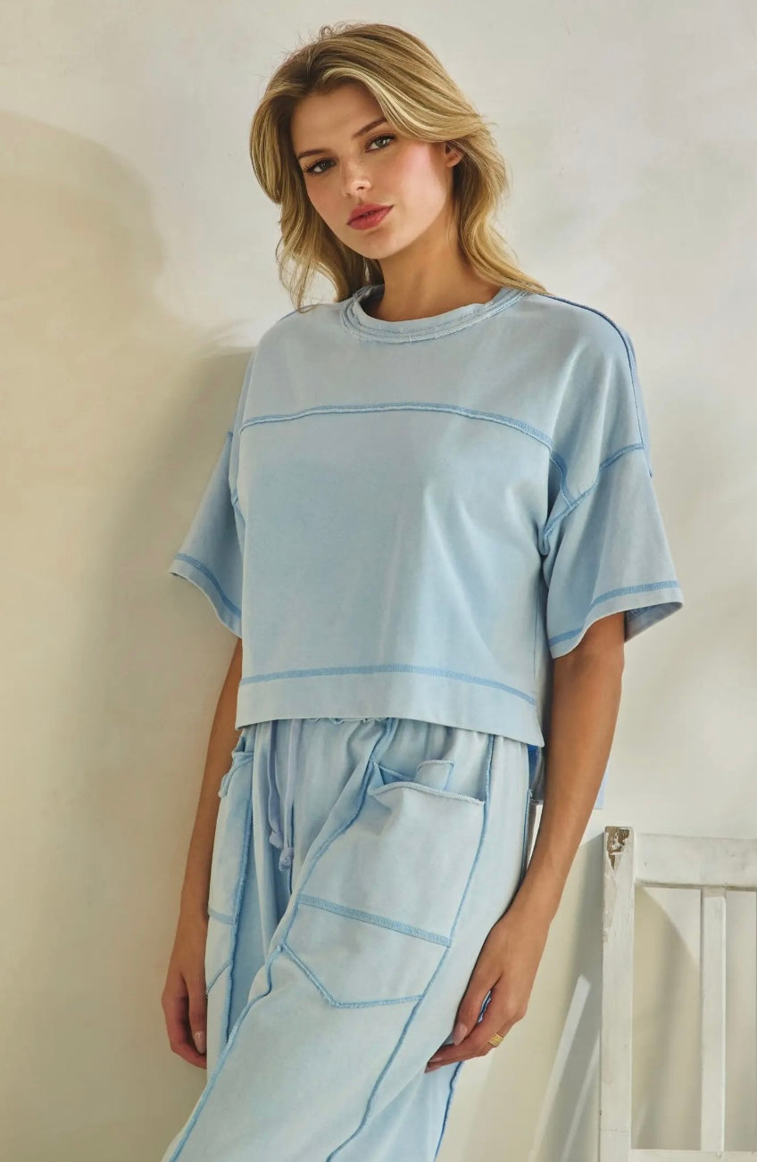 Cropped Easy Set- Light Blue