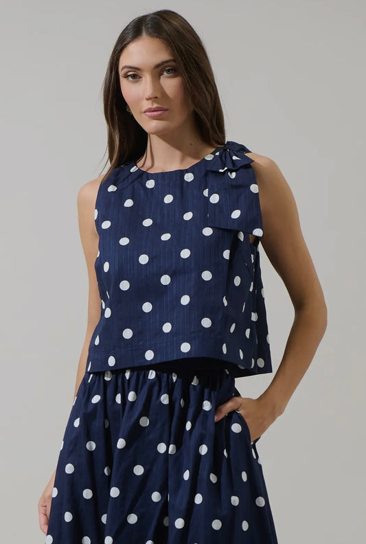 Caryn Polka Dot Sleeveless Top