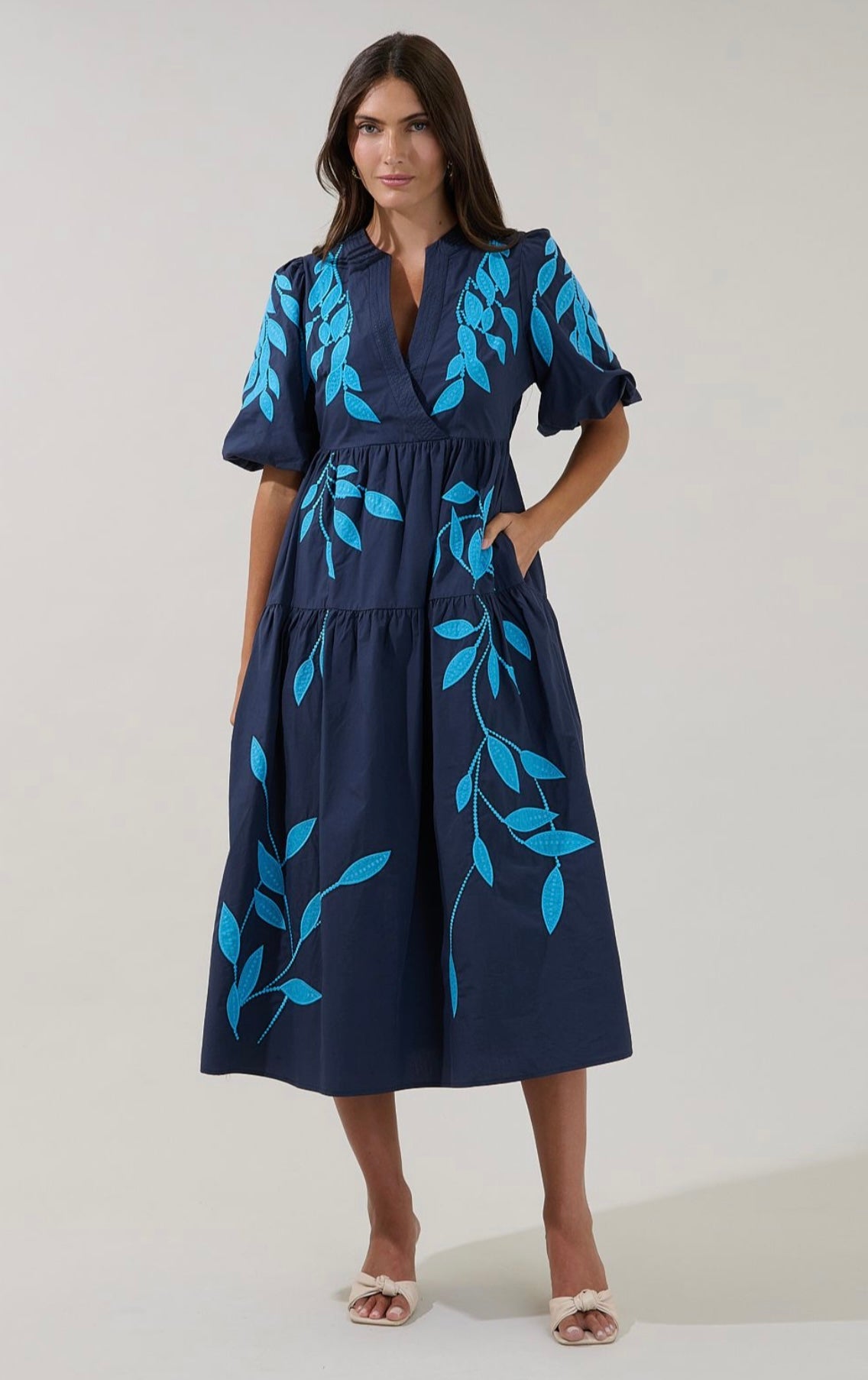 Cathy Embroidered Midi Dress