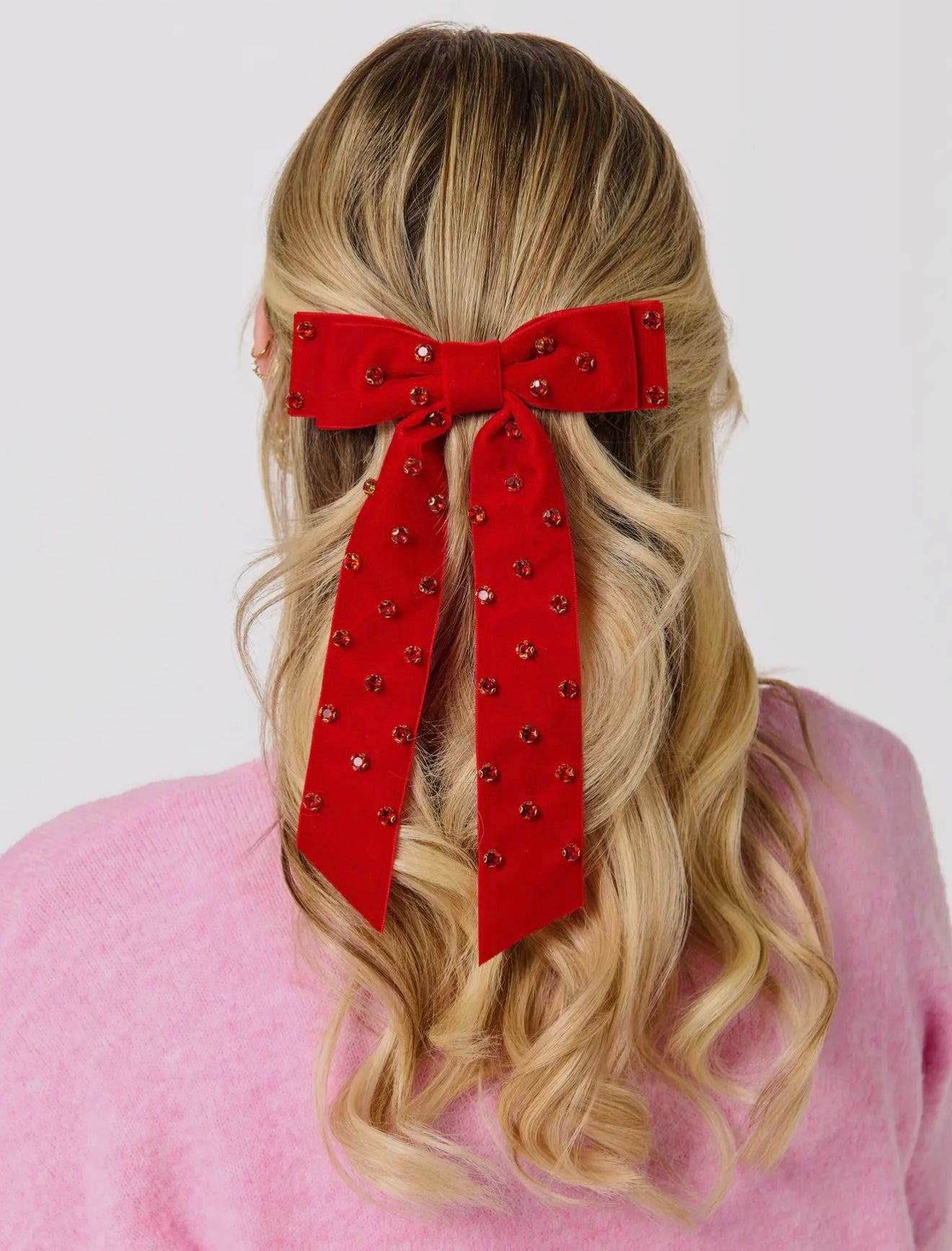 Velvet and Rhinestones Bow Clip