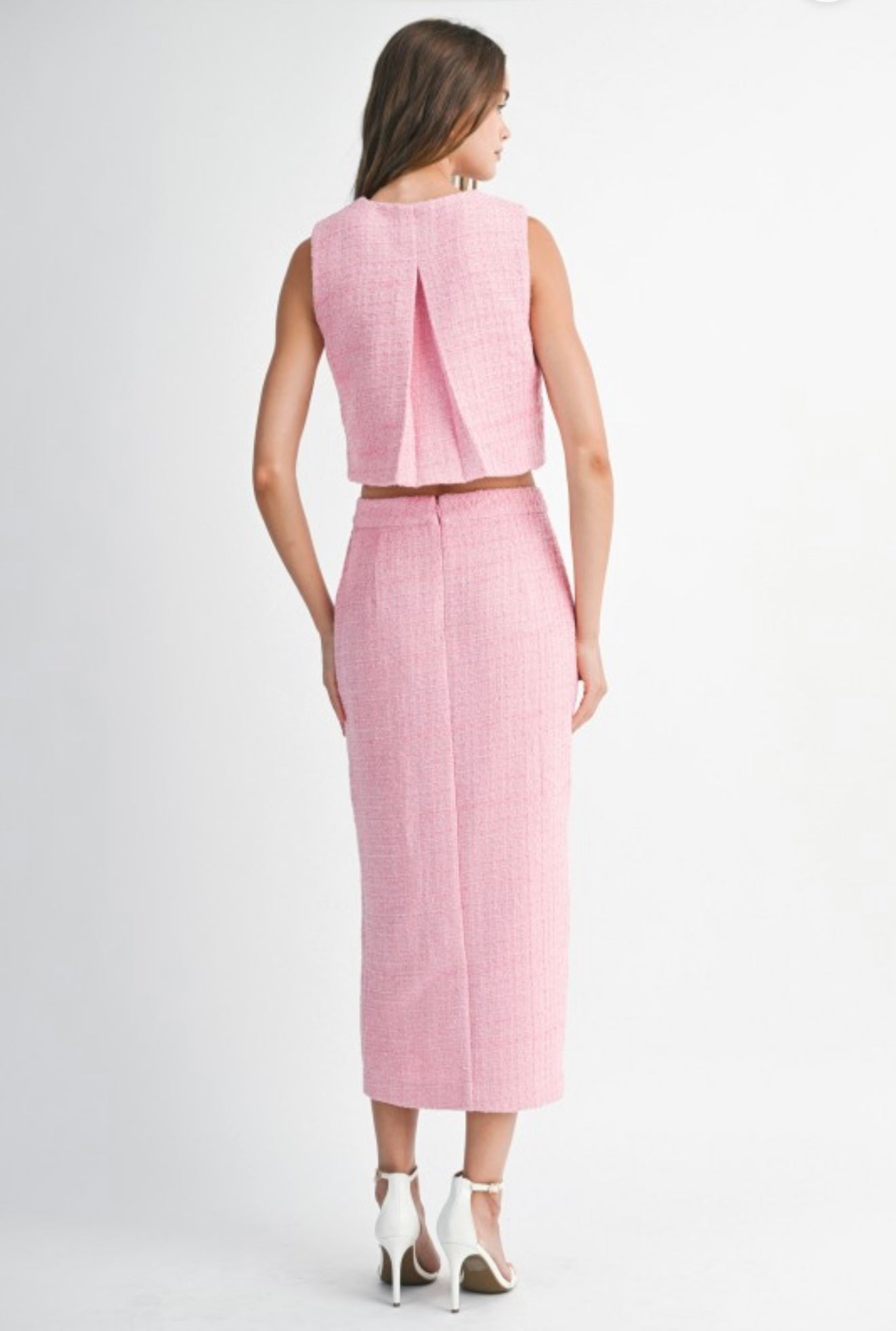Jackie Pink Tweed Skirt Set
