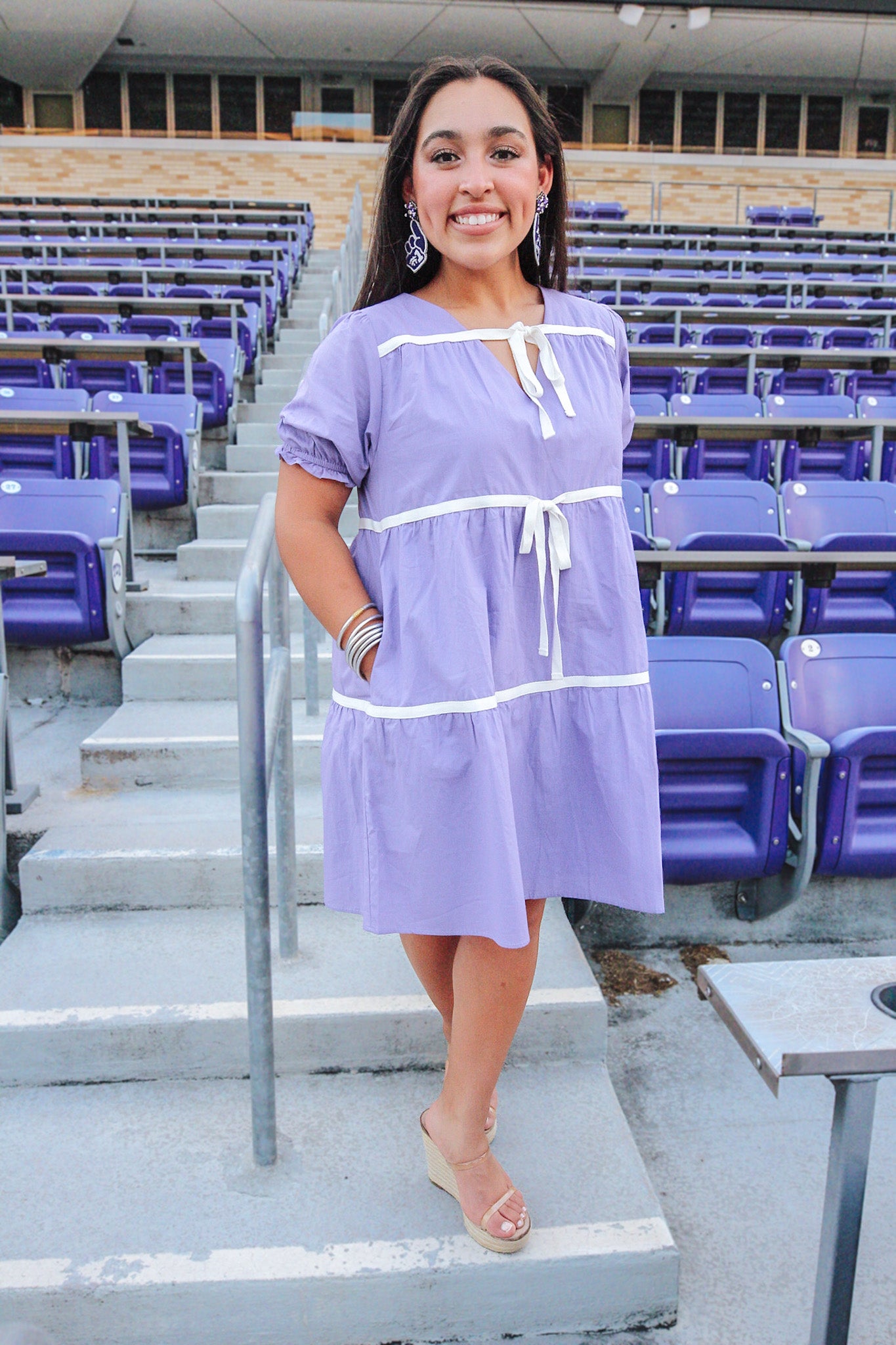 Purple and White Bow Dress