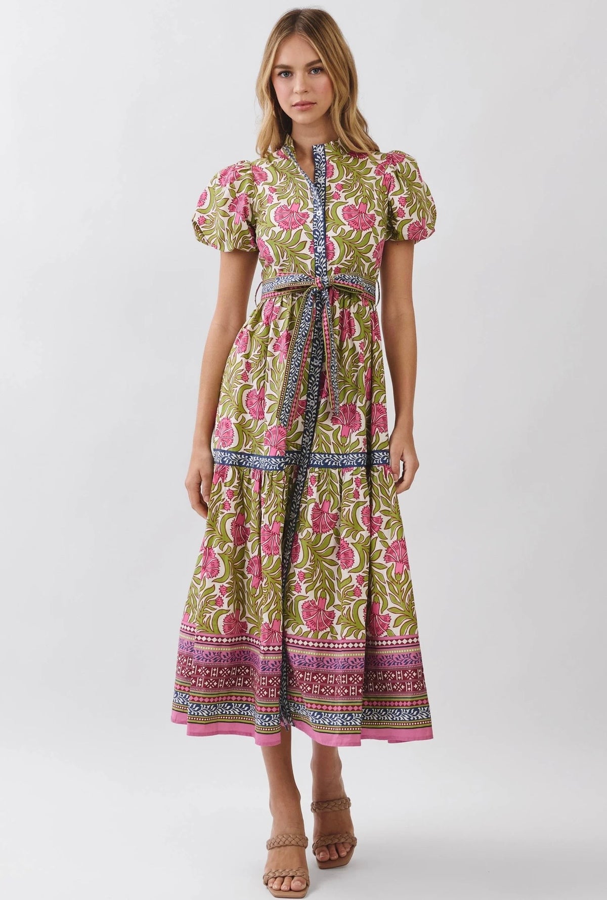 Destiny Block Print Midi Dress