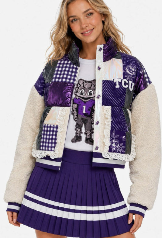 Tcu Patchwork Sherpa Jacket