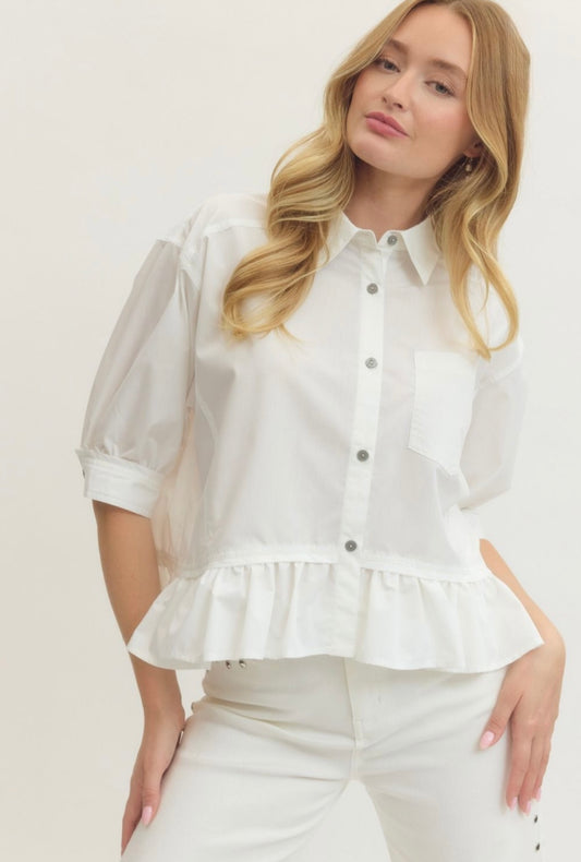 White Ruffle Top
