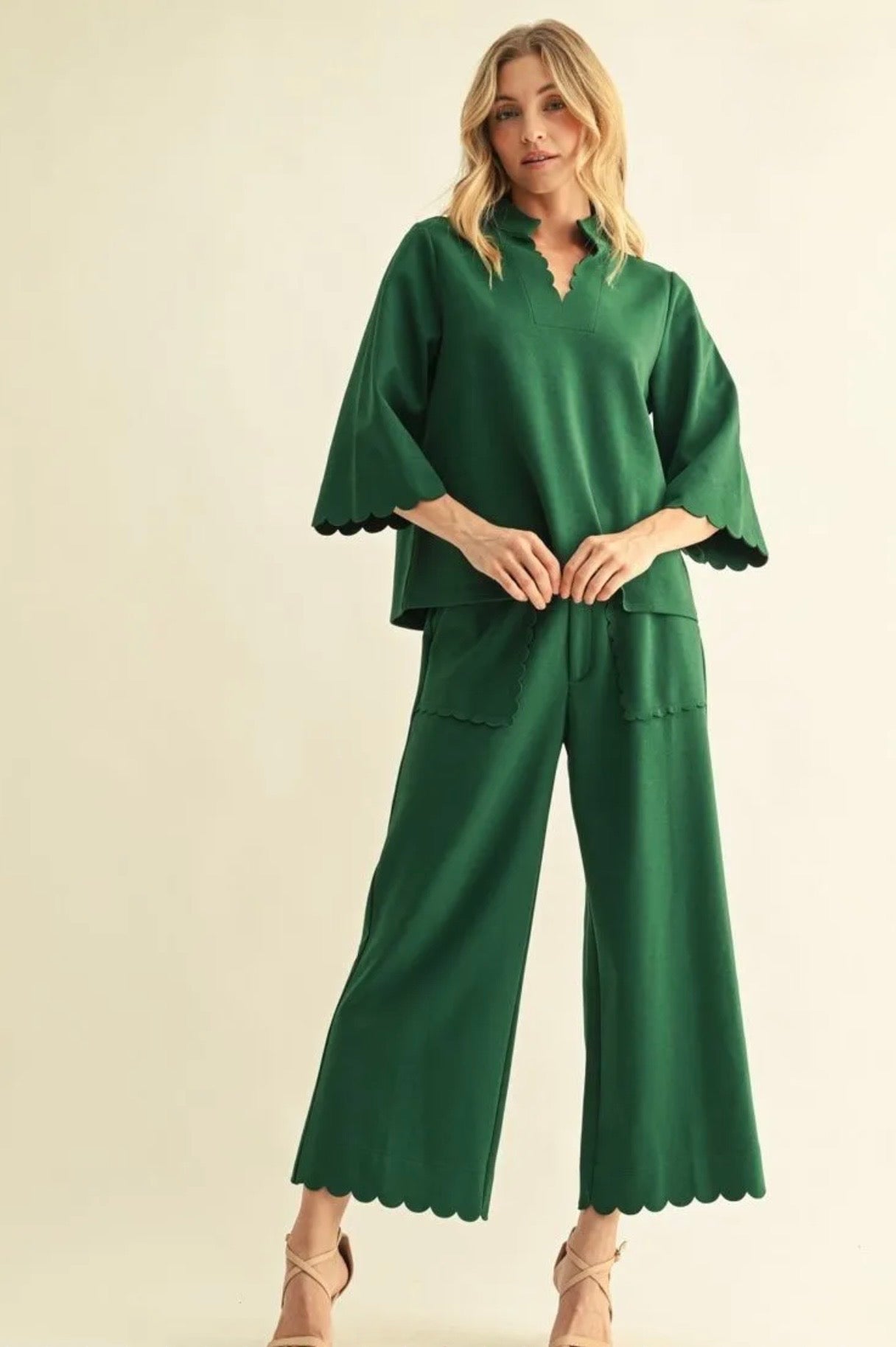 Melissa Scalloped Set- Hunter Green