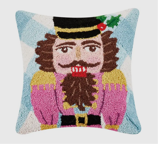 Festive Gingham Nutcracker Hook Pillow